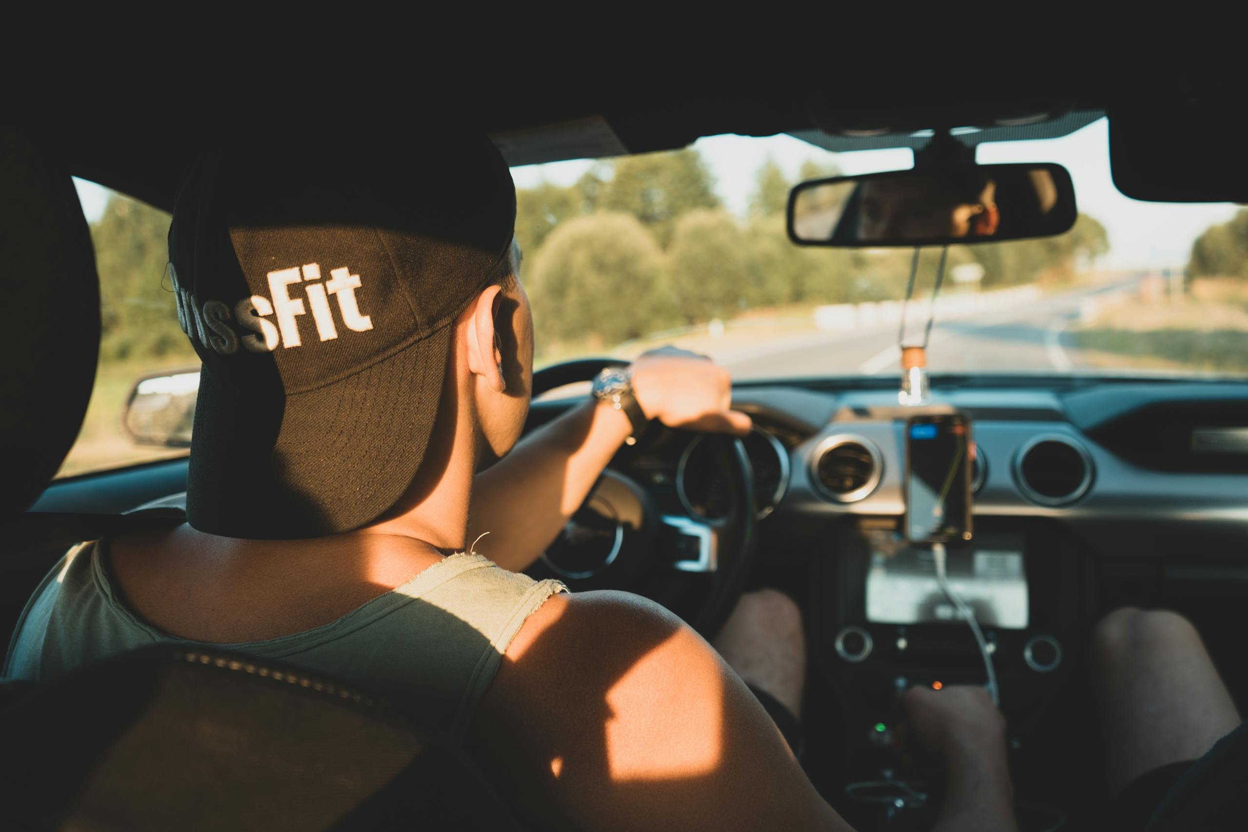 Young Mustang Driver Driving on a Country Road