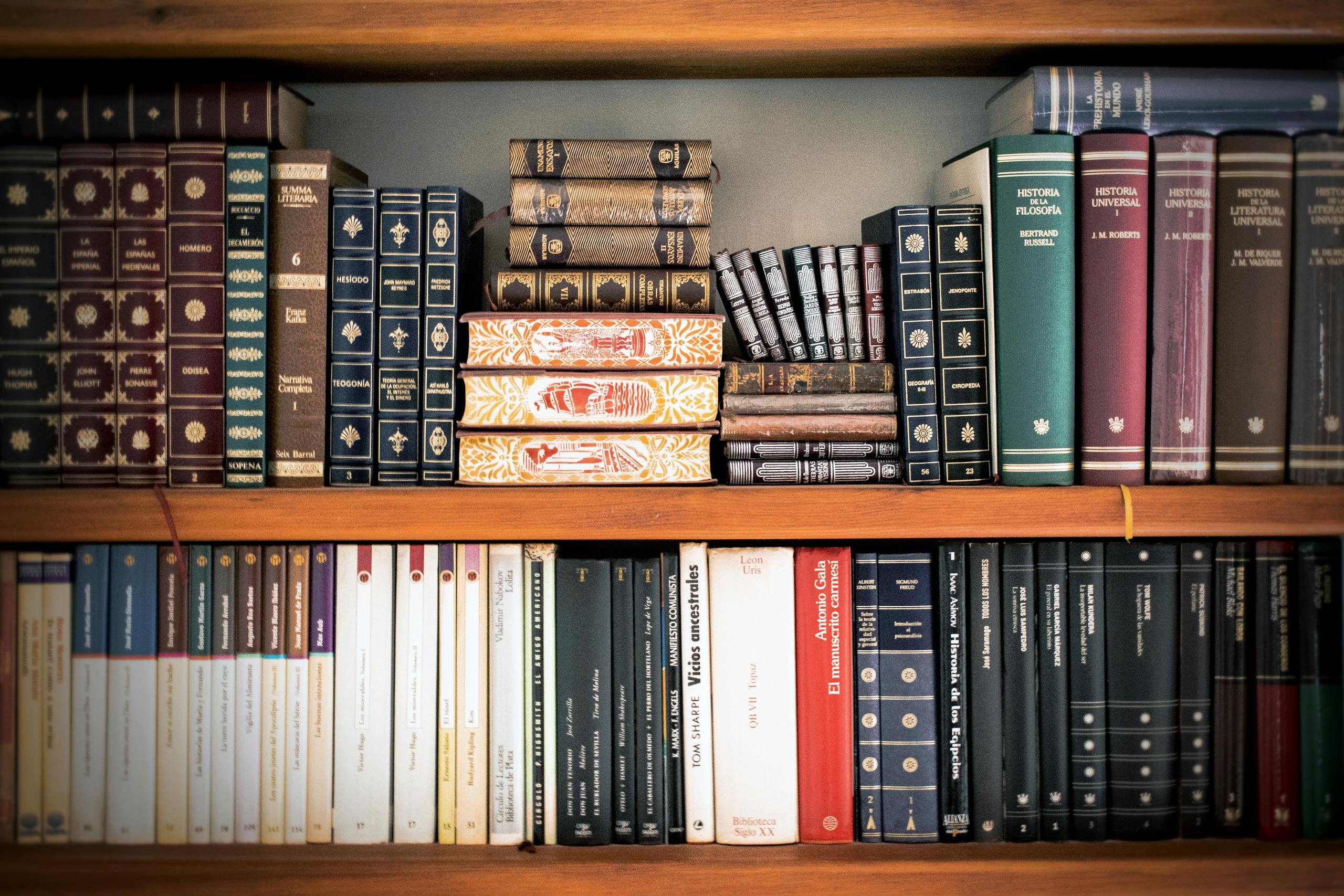 Assorted Books on Book Shelves